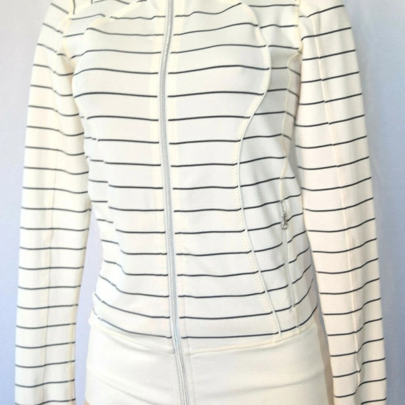 Lululemon Athletica White and Black Striped Hoodie - Picture 1 of 1